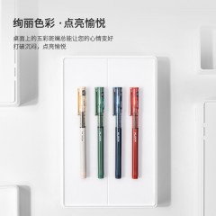 得力紐賽NS767直液式走珠筆0.5mm全針管辦公中性筆（12支/盒）黑色